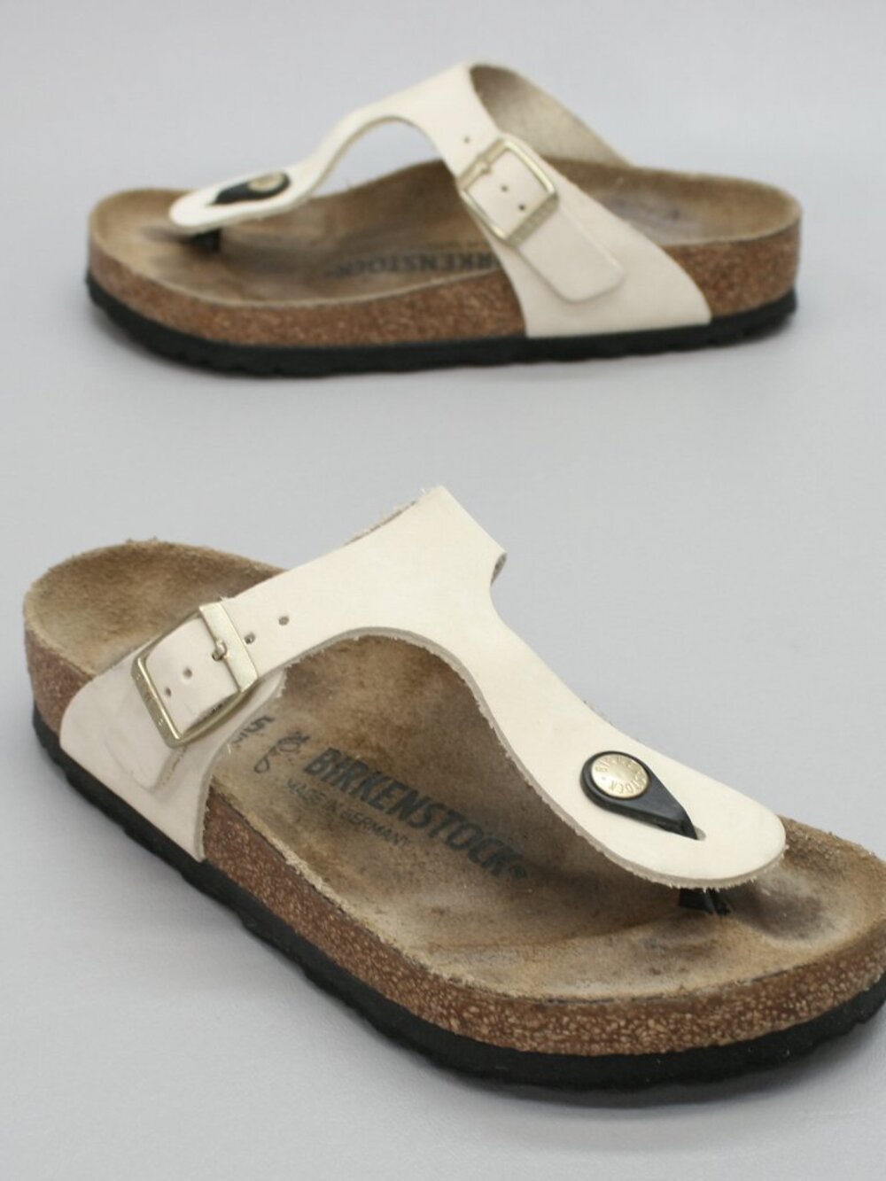 Birkenstock 35 Ladies 4 US Gizeh Beige Nubuck Thongs Sandals Mules Slip-on Shoes